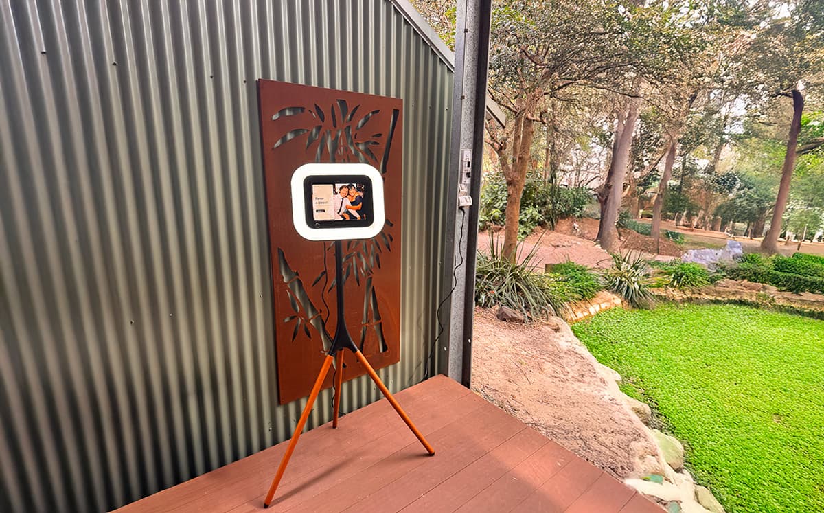 Guests leaving a message at the kiosk